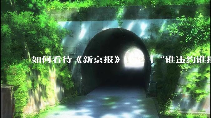 如何看待《新京报》评论「“谁违约谁担责”，让烂尾楼业主不再“钱房两空”」？